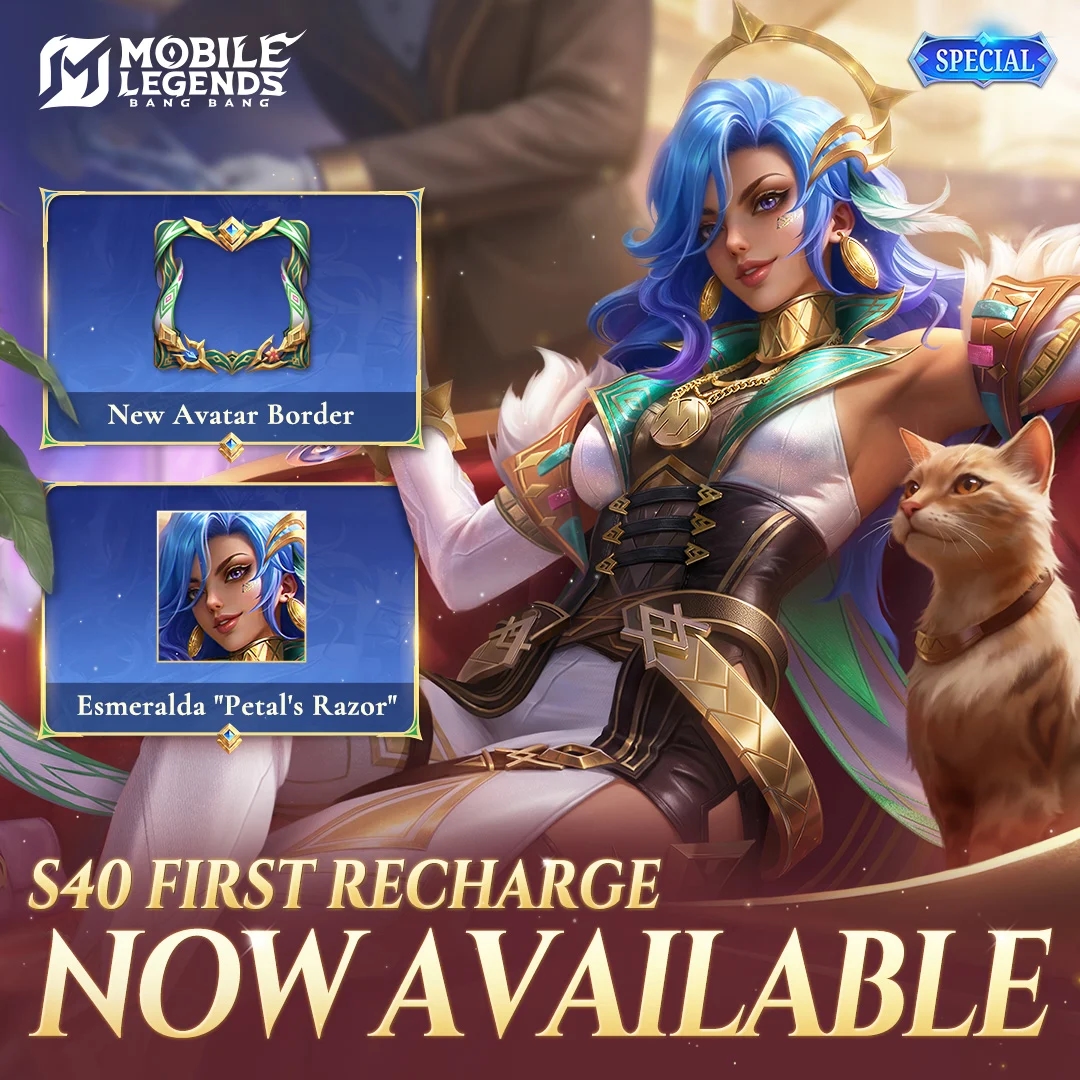 Event First Recharge MLBB Season 40: Dapatkan Skin Esmeralda “Petal’s Razor” Hanya 100 Diamond!