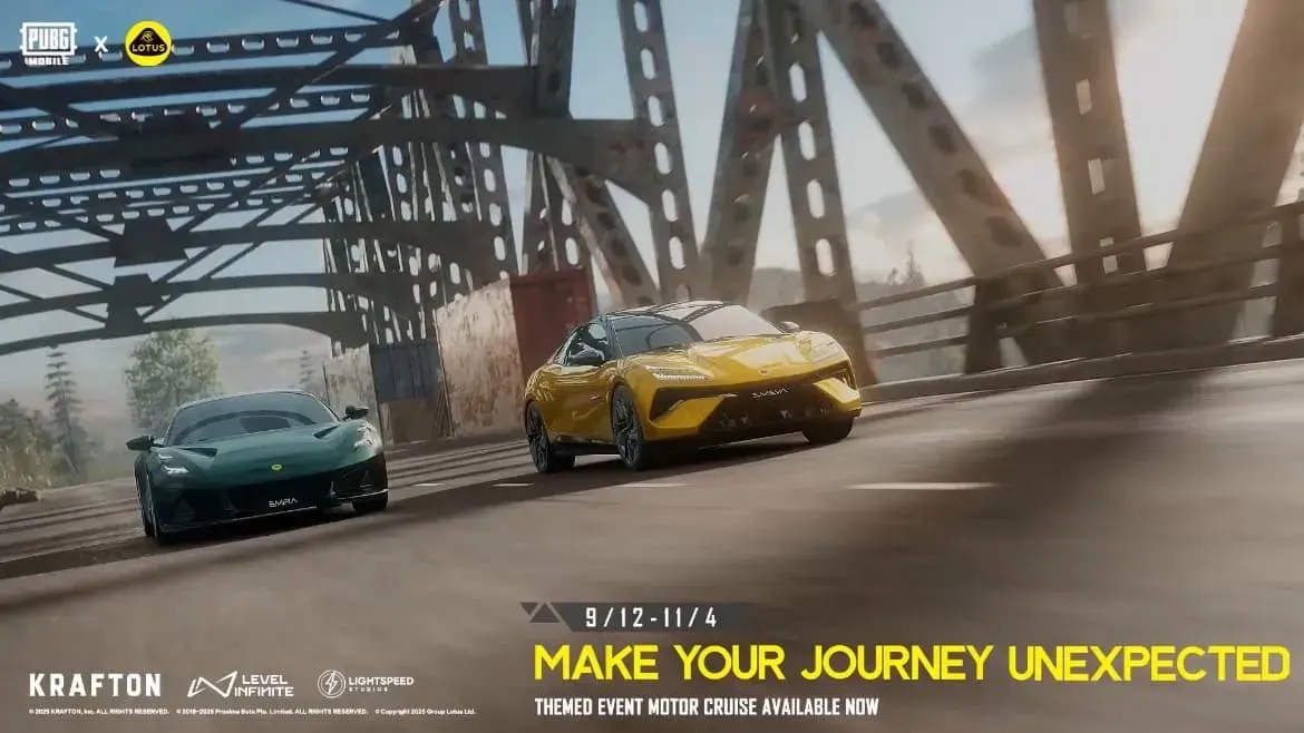 PUBG Mobile x Lotus: Hadirkan Event Motor Cruise dengan Mobil Ikonik ke Medan Pertempuran!