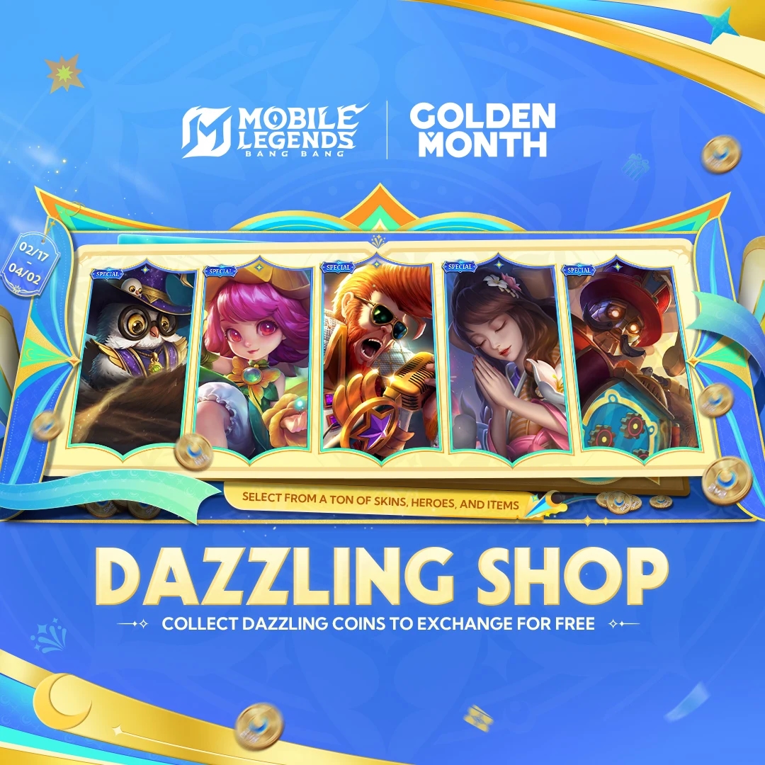 Dazzling Shop MLBB Resmi Dibuka! Tukarkan Dazzling Coins untuk 48 Skin & Hadiah Spesial