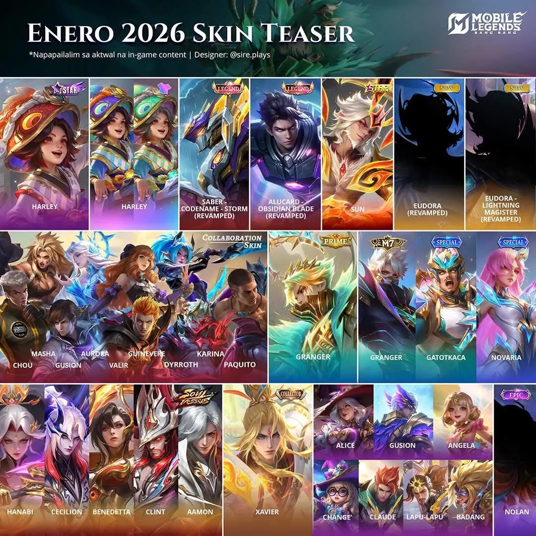 Bocoran Skin Mobile Legends Januari 2026: Revamped Legend, KOF Encore, hingga Soul Vessels 2.0 Siap Ramaikan Land of Dawn