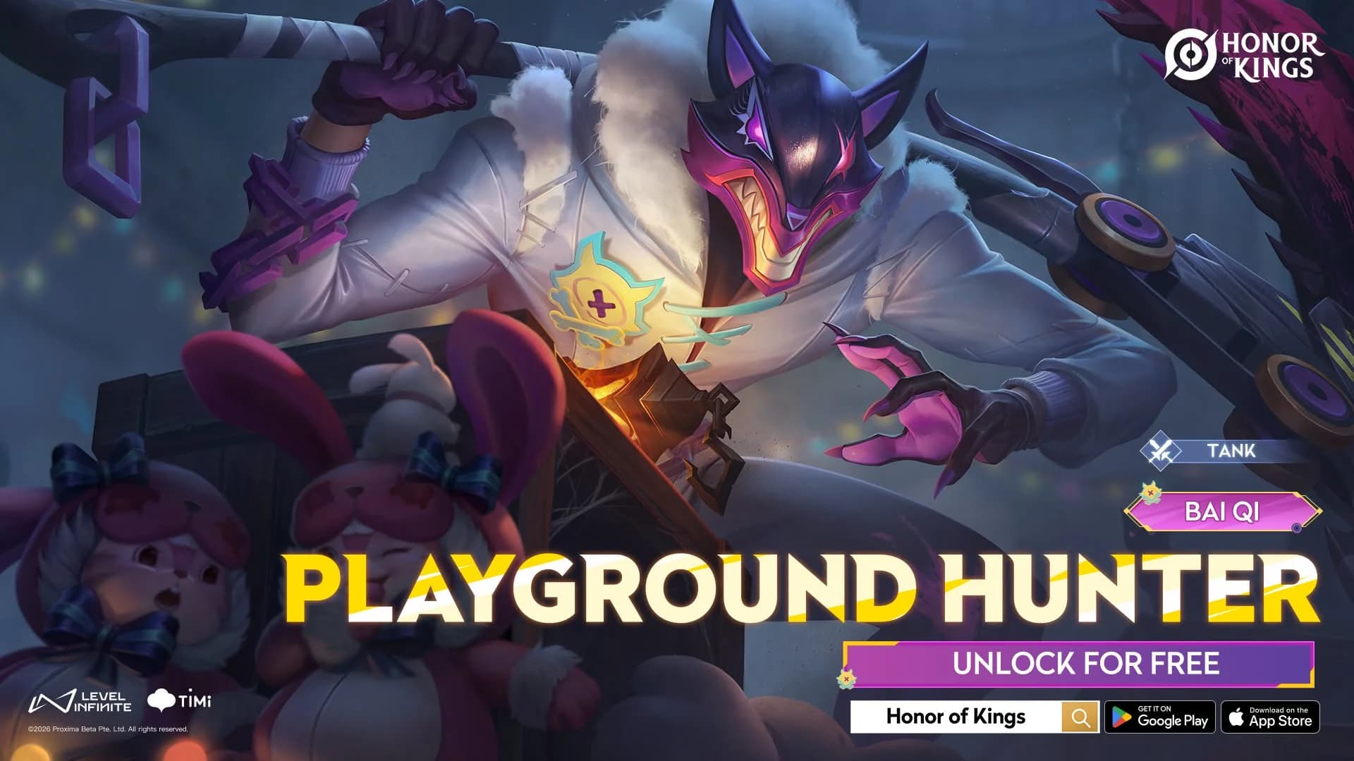 Event Skin Gratis Bai Qi Resmi Hadir di Honor of Kings! Dapatkan Playground Hunter Bai Qi Tanpa Top Up