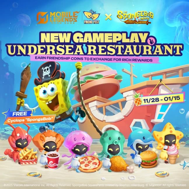 Event Undersea Restaurant MLBB × SpongeBob Hadir Lagi! Cara Dapat Skin Cyclops SpongeBob Gratis
