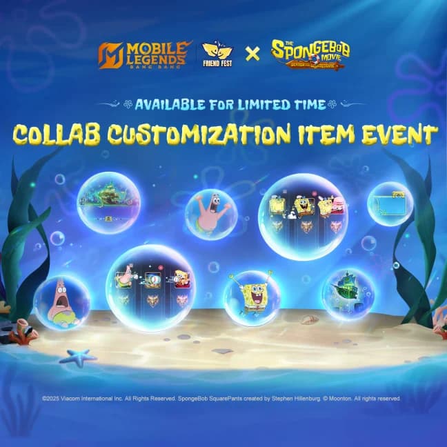 Event MLBB × SpongeBob SquarePants Resmi Dimulai! Draw Item Eksklusif, Emote Lucu & Efek Interaktif Terbatas