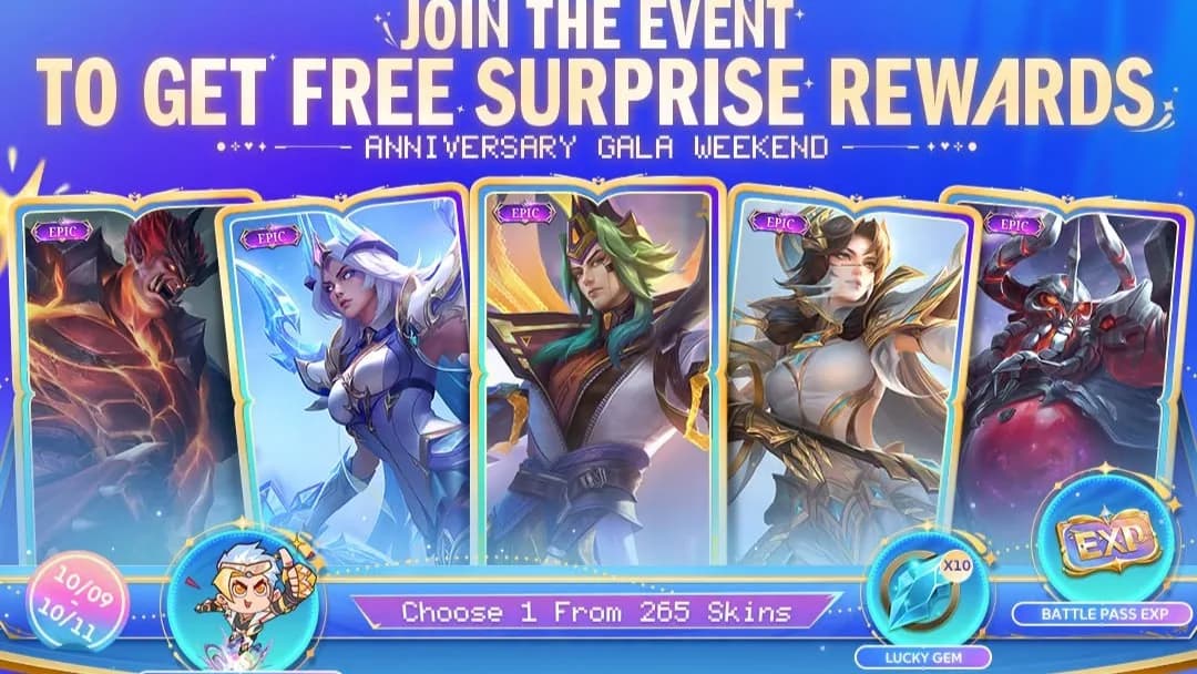 Anniversary Gala Weekend MLBB: Kesempatan Klaim Skin Gratis dan Hadiah Spesial
