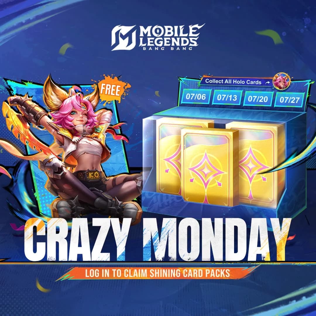 Crazy Monday MLBB Juli 2026: Login Setiap Senin, Klaim Shining Card Pack Gratis dan Dapatkan Skin Joy Badlands Scrapper!