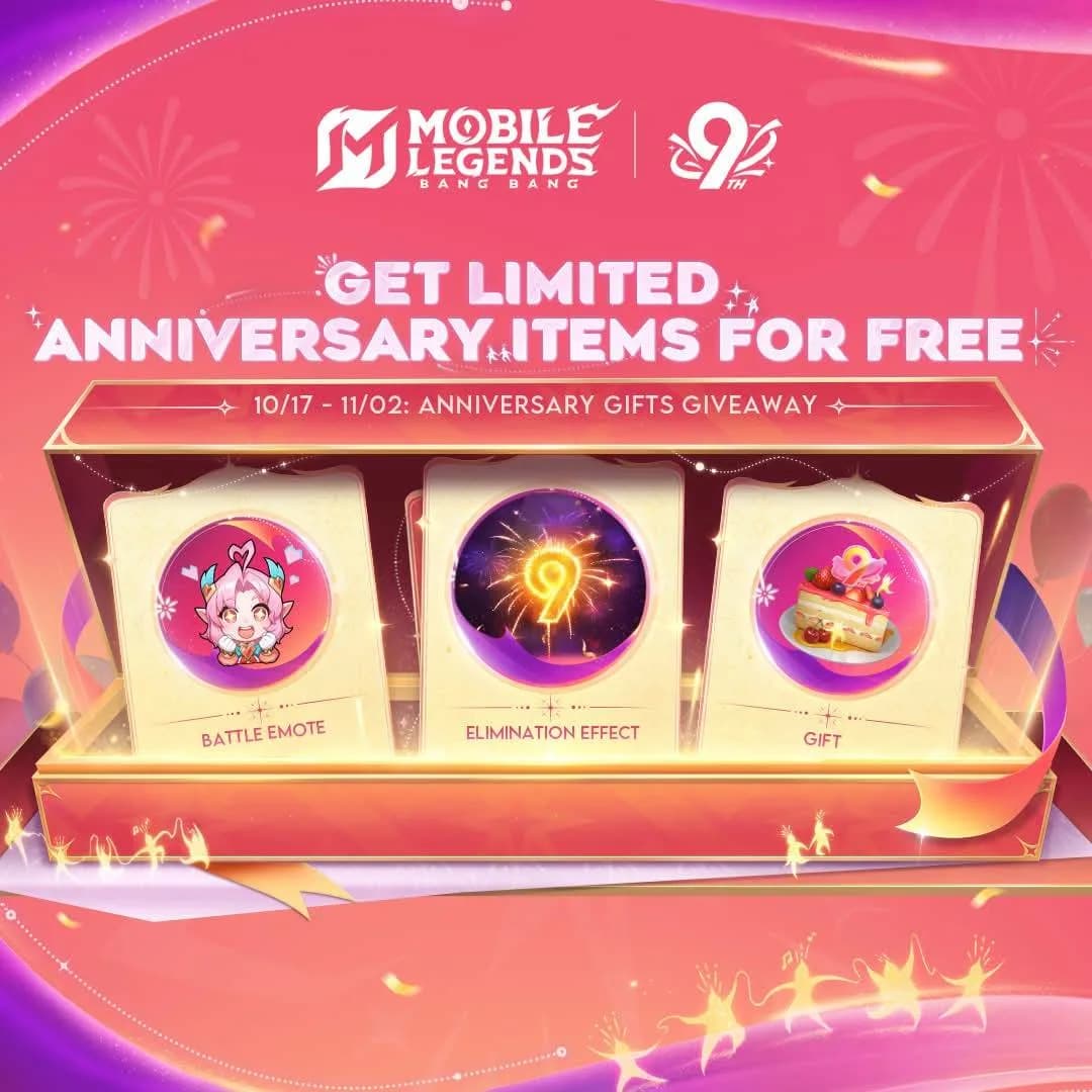 Panduan Lengkap Mobile Legends 9th Anniversary Gift Giveaway — Cara Dapat Emote Lolita, Elimination Effect, dan Hadiah Eksklusif Gratis!