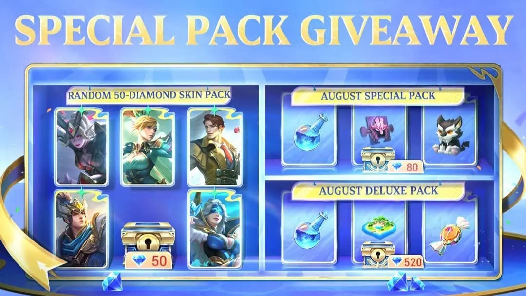 Event Skin Murah MLBB Agustus 2026! Beli Pack Mulai 50 Diamond Langsung Dapat Random Skin