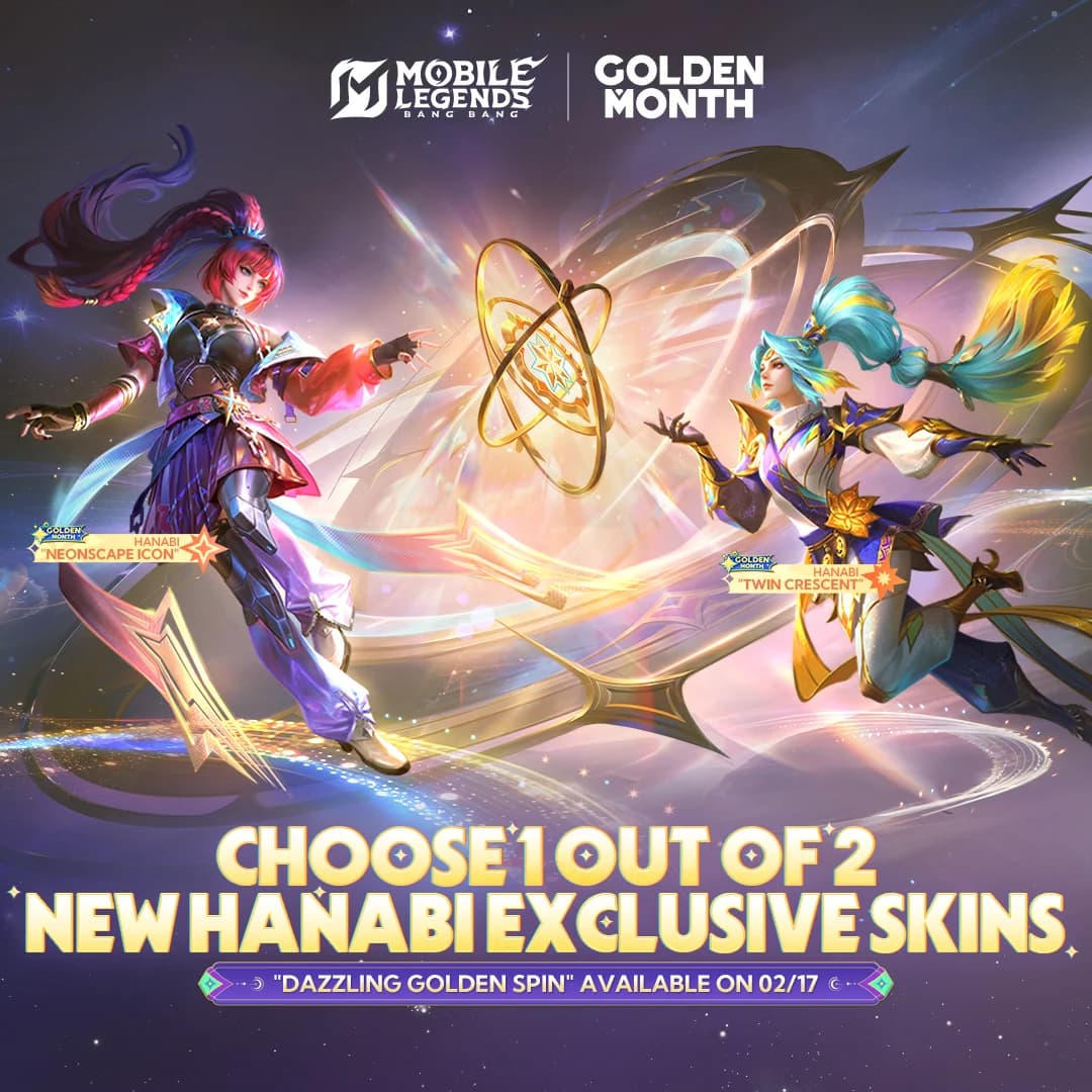 Event Dazzling Golden Spin MLBB Mulai 17 Februari! Dapatkan Skin Hanabi Gratis & Hadiah Eksklusif