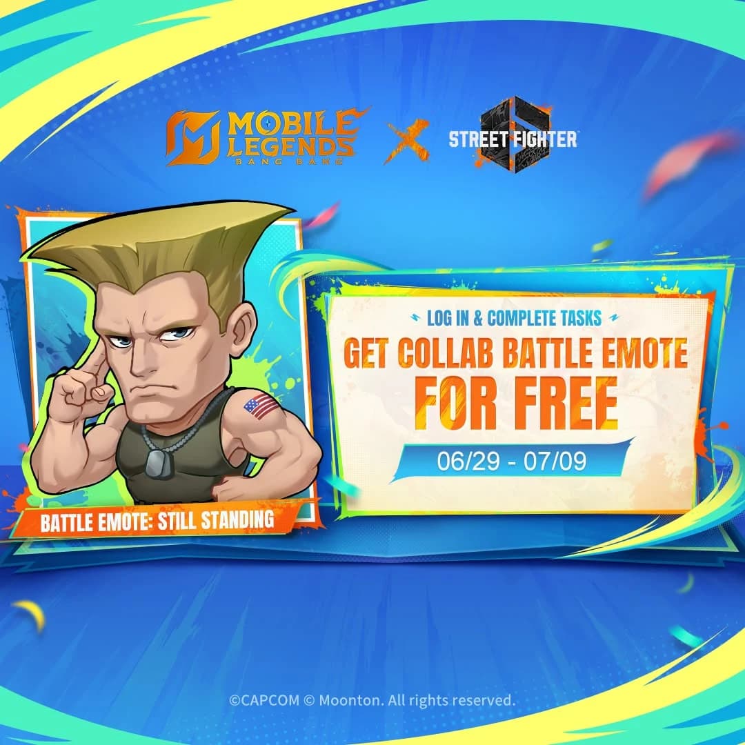 MLBB x Street Fighter 6 Makin Seru! Dapatkan Battle Emote Guile "Still Standing" Gratis, Begini Cara Klaimnya