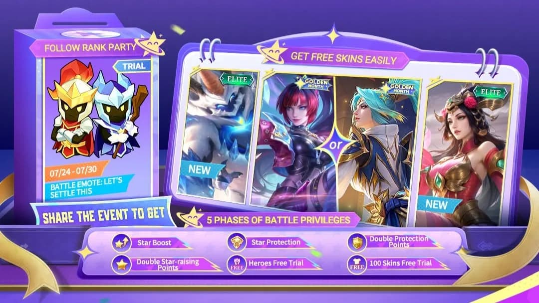 Rank Party MLBB Resmi Dimulai! Dapatkan Skin Gratis, Battle Privileges, dan Hadiah Eksklusif Mulai 31 Juli