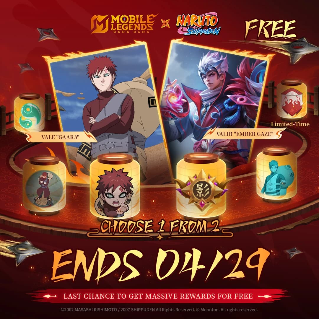 Last Call MLBB x Naruto! Pilih Valir “Ember Gaze” atau Vale “Gaara” Sebelum Event Berakhir