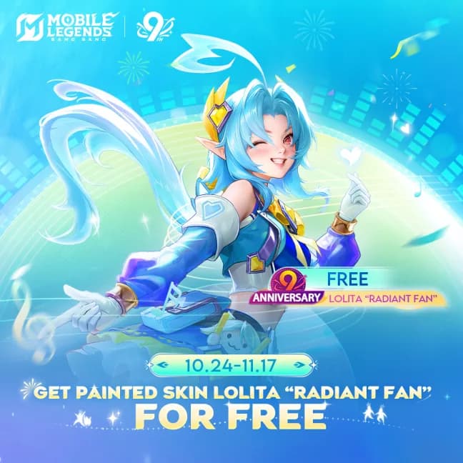 Mobile Legends 9th Anniversary: Dapatkan Skin Lolita “Radiant Fan” Gratis di Event Spesial Ulang Tahun ke-9!