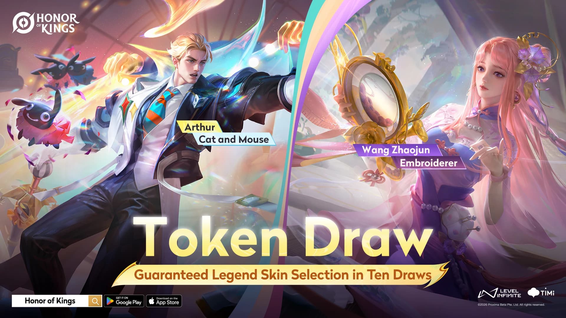 Lucky Roulette Honor of Kings Hadir! Peluang Dapat Skin Legend Mulai 10 Token, Cat and Mouse Arthur & Embroiderer Wang Zhaojun Jadi Incaran