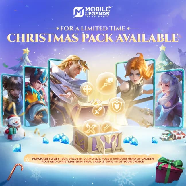 Winter Gala 2025 MLBB: Christmas Pack Resmi Hadir, Bonus Diamond 100% & Skin Natal Menanti!