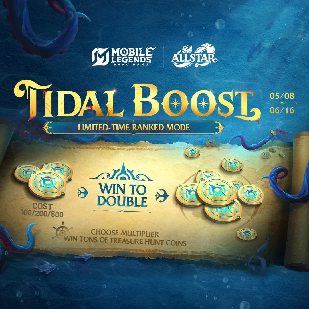 Ranked MLBB Makin Seru! Mode ALLSTAR “Tidal Boost” Hadir dengan Bonus Treasure Hunt Coins Melimpah