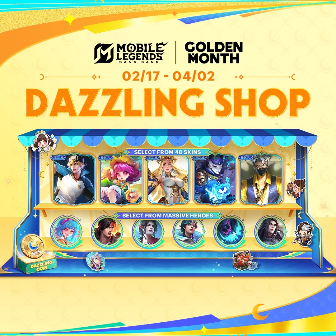 Dazzling Shop MLBB Hadir Hingga 2 April! Tukar Dazzling Coins & Dapatkan Skin Gratis Favoritmu
