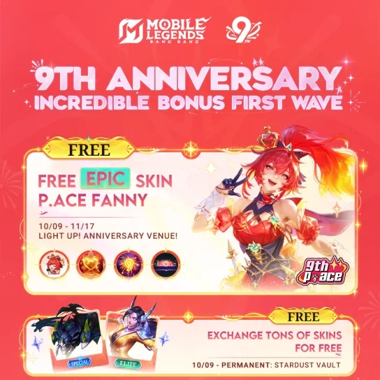 Mobile Legends Rayakan Ulang Tahun ke-9! Dapatkan Skin Fanny Gratis dan Banyak Hadiah Eksklusif
