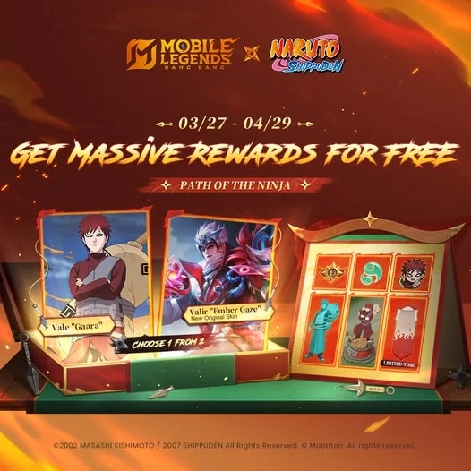 Event MLBB x Naruto Path of the Ninja: Dapatkan Skin Valir & Vale “Gaara” Gratis!