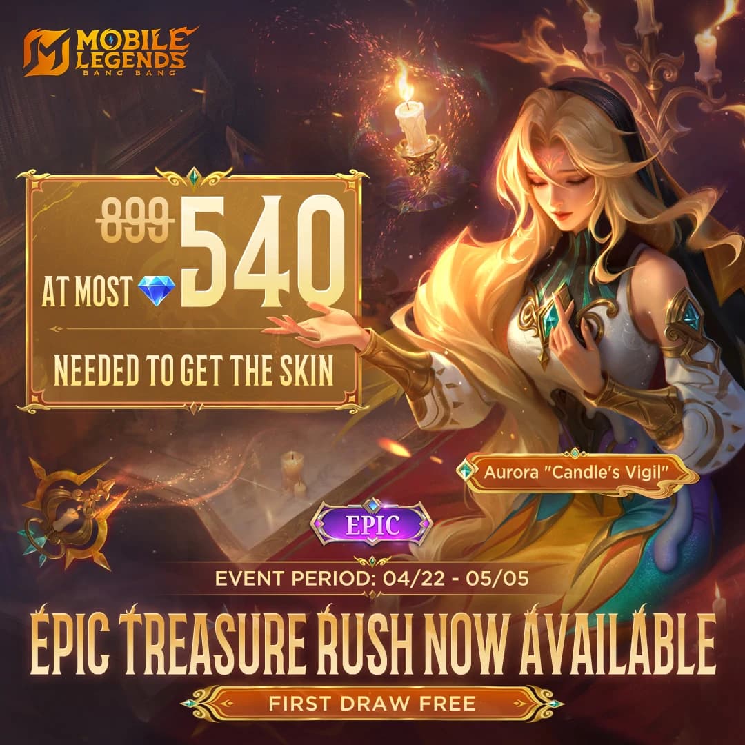 Skin Epic Aurora “Candle’s Vigil” Resmi Rilis! Bisa Dapat Murah Mulai 540 Diamond