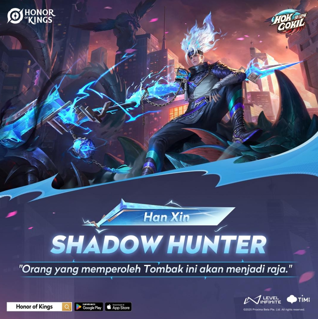 Rilis Skin Han Xin Shadow Hunter Honor of Kings: Efek Skill Epik, Siap Jadi Raja Pertempuran